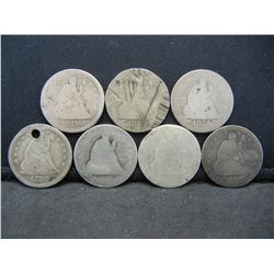 (7) Seated Quarters Low Grade /Damaged