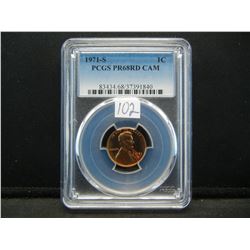 1971 S Lincoln Cent PCGS PR68RED Cameo