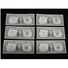 Image 1 : (6) Consecutive Serial Number 1957 $1.00 Silver Certificates High Grade