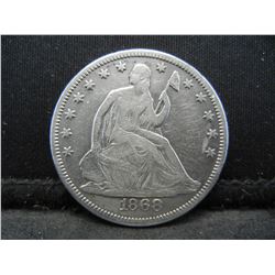 1868 Seated Half Dollar XF Semi Key Date