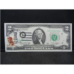 1976 $2.00 Note Cancelled FDI With Stamp Gem Crisp