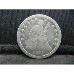 1876 CC Seated Quarter VF Semi Key Date