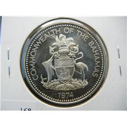 1974 Bahamas Sterling Silver  Two Dollars