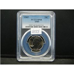 1965 SMS Washington Quarter PCGS SMS SP68 Scarce