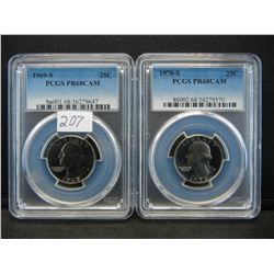 1969s+70s Washington Quarters PCGS PR68 Cameo