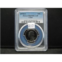 1976 S Washington Quarter PCGS PR69 DCAM Clad Scarce in Deep Cameo