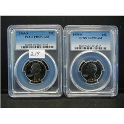 1969s+70s Washington Quarters PCGS PR69CAMEO