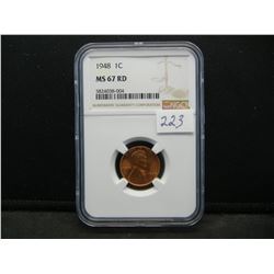 1948 Lincoln Cent NGC MS67 RED Rare!!!!!!  Tough Date!! NGC Price Guide $2100