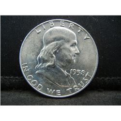 1958 D Franklin Half Dollar Gem BU Nice