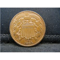 1864 Two Cent Piece AU/BU Nice Color