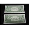 Image 5 : (2) Consecutive Serial Numbers $1.00 Silver Certificate Gem Crisp Notes