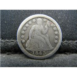 1843 Seated Dime VF