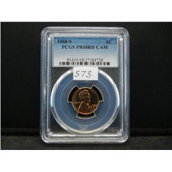 1968 S Lincoln Cent PCGS PR68RD CAMEO