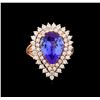 Image 2 : 14KT Rose Gold 6.32 ctw Tanzanite and Diamond Ring