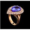 Image 4 : 14KT Rose Gold 6.32 ctw Tanzanite and Diamond Ring