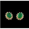 Image 1 : 3.94 ctw Emerald and Diamond Earrings - 14KT Yellow Gold