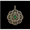 Image 1 : 0.69 ctw Emerald and Diamond Pendant - 18KT Yellow Gold