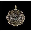 Image 2 : 0.69 ctw Emerald and Diamond Pendant - 18KT Yellow Gold