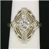 Image 4 : Art Deco 14k White Gold 0.85 ctw Diamond Large Open Work Cocktail Ring