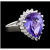 6.36 ctw Tanzanite and Diamond Ring - 14KT White Gold