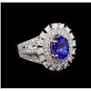 14KT White Gold 2.20 ctw Tanzanite and Diamond Ring