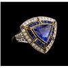 Image 1 : 3.06 ctw Sapphire and Diamond Ring - 18KT Yellow Gold