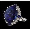 17.13 ctw Tanzanite, Sapphire and Diamond Ring - 14KT White Gold