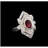 Image 1 : 1.54 ctw Pink Tourmaline and Diamond Ring - 14KT White Gold