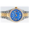 Image 2 : Rolex Mens 2 Tone 14K Blue Wave 36MM Datejust Wristwatch