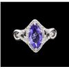 Image 2 : 1.75 ctw Tanzanite and Diamond Ring - 14KT White Gold