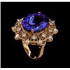 Image 4 : 15.76 ctw Tanzanite and Diamond Ring - 14KT Rose Gold