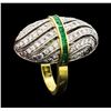 Image 4 : 1.81 ctw Diamond and Emerald Ring - 18KT Yellow and White Gold