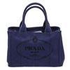 Image 2 : Prada Dark Blue Canvas Small Canapa Tote Bag