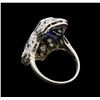 Image 3 : 0.59 ctw Diamond and Sapphire Ring - Platinum