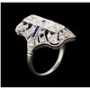 Image 4 : 0.59 ctw Diamond and Sapphire Ring - Platinum