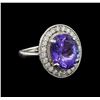 Image 1 : 8.18 ctw Tanzanite and Diamond Ring - 14KT White Gold