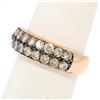 Image 2 : 14k Rose Gold 1.10 ctw Dual Row Round Champagne Diamond Band Ring