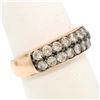 Image 3 : 14k Rose Gold 1.10 ctw Dual Row Round Champagne Diamond Band Ring