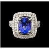 Image 2 : 3.96 ctw Tanzanite and Diamond Ring - 14KT White Gold