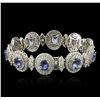 Image 2 : 14KT White Gold 11.11 ctw Tanzanite and Diamond Bracelet