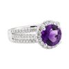 Image 1 : 3.50 ctw Amethyst and Diamond Ring - 18KT White Gold