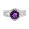 Image 2 : 3.50 ctw Amethyst and Diamond Ring - 18KT White Gold