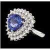 Image 1 : 5.79 ctw Tanzanite and Diamond Ring - 14KT White Gold