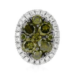 14k White Gold 0.48CTW Diamond and Green Dia Pendant, (SI/H)