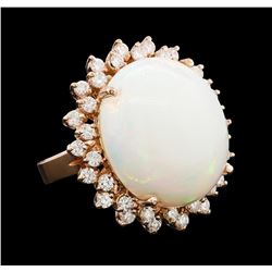 16.08 ctw Opal and Diamond Ring - 14KT Rose Gold