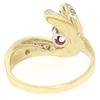 Image 7 : 14k Yellow Gold .30 ctw Round Blood Red Ruby Claw Cocktail Ring w/ Diamond Accen