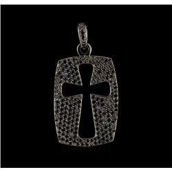 4.30 ctw Black Diamond Cross Pendant - 14KT White Gold