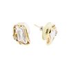 Image 2 : 0.10 ctw Diamond and Freshwater Pearl Earrings - 14KT Yellow Gold