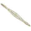 Art Deco 14k White Gold Open Filigree Bar Brooch w/ European Diamond