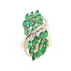 Image 2 : 8.12 ctw Emerald and Diamond Waterfall Ring - 14KT Yellow Gold